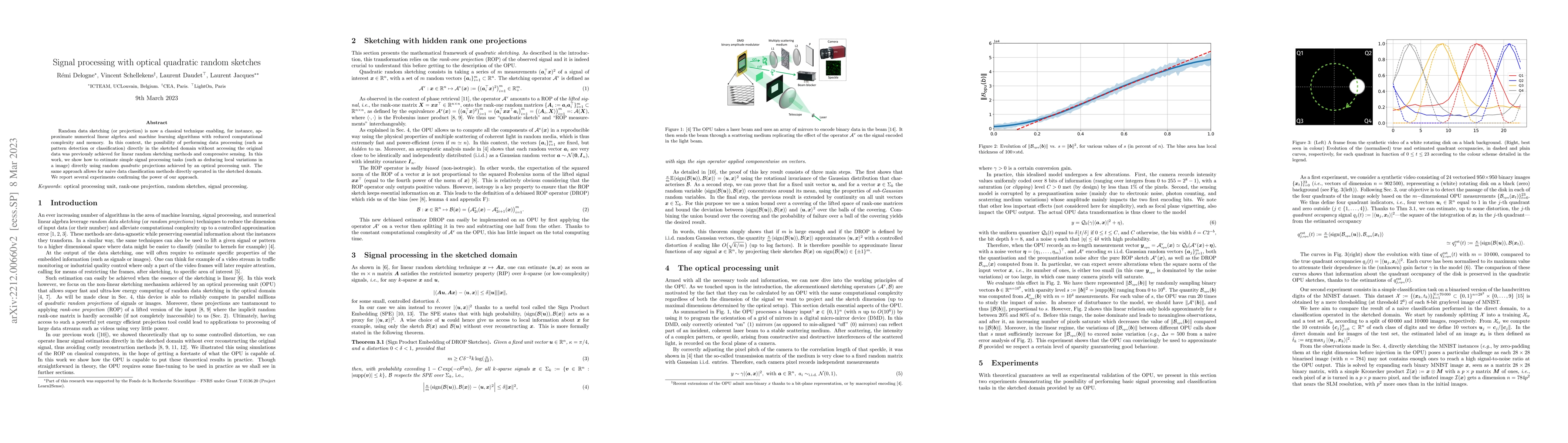 Thumbnail for Signal processing with optical quadratic random sketches