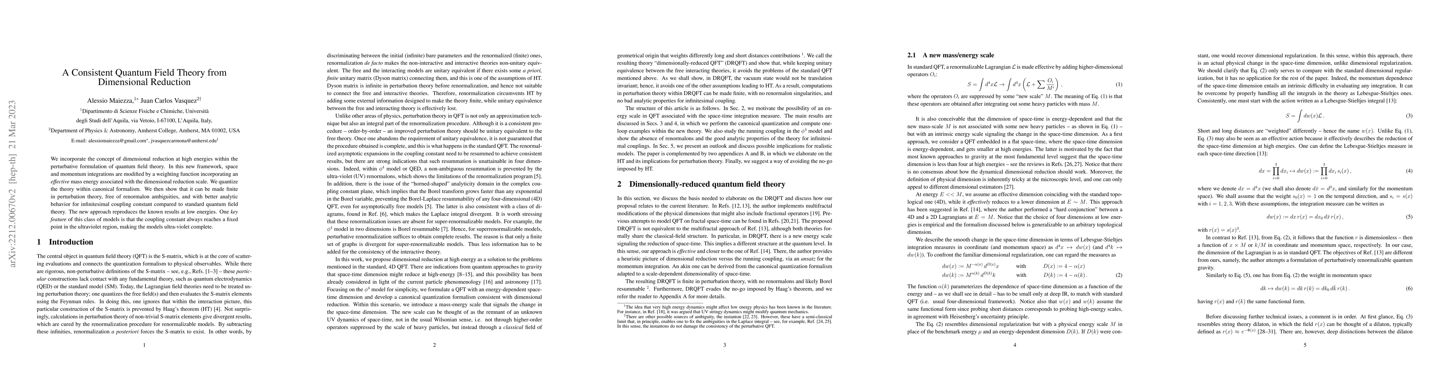 Thumbnail for A consistent quantum field theory from dimensional reduction