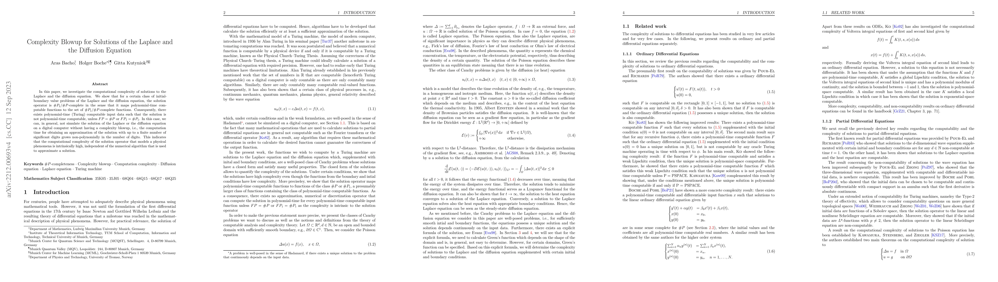 Thumbnail for Complexity Blowup for Solutions of the Laplace and the Diffusion
  Equation