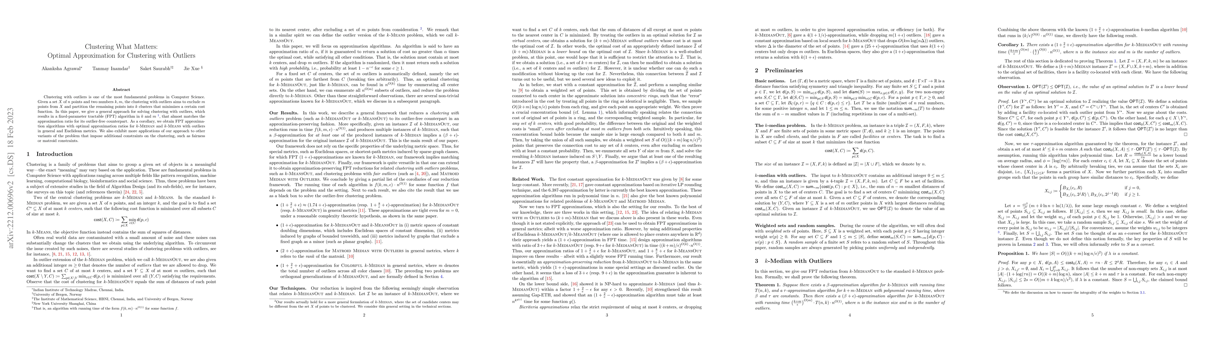 Thumbnail for Clustering What Matters: Optimal Approximation for Clustering with
  Outliers