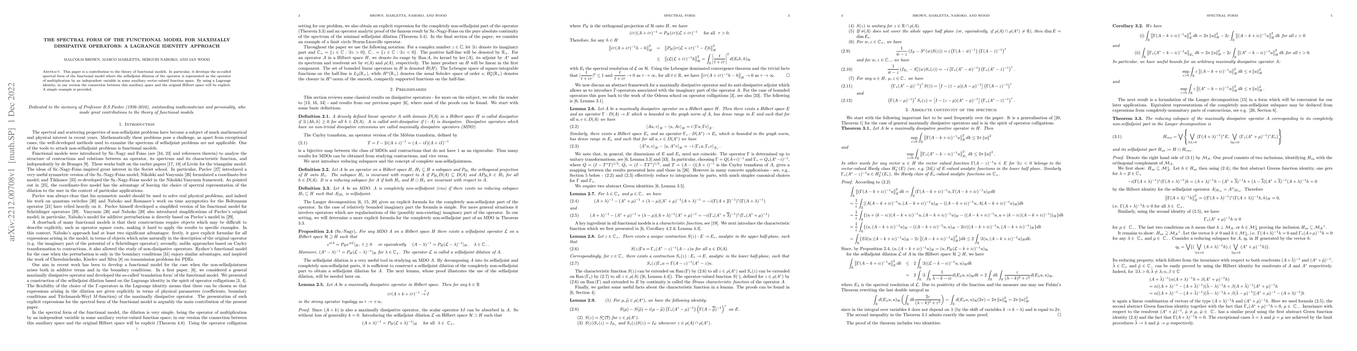 Thumbnail for The spectral form of the functional model for maximally dissipative
  operators: A Lagrange identity approach