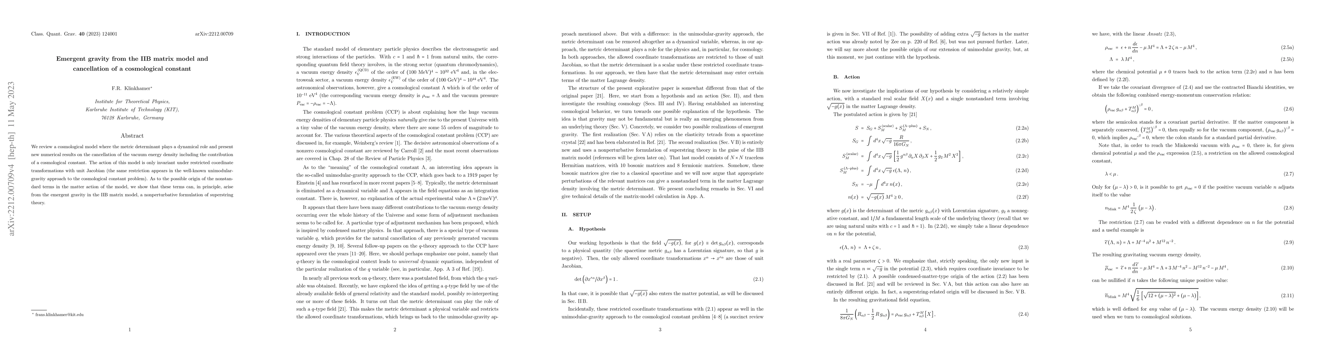 Thumbnail for Emergent gravity from the IIB matrix model and cancellation of a
  cosmological constant