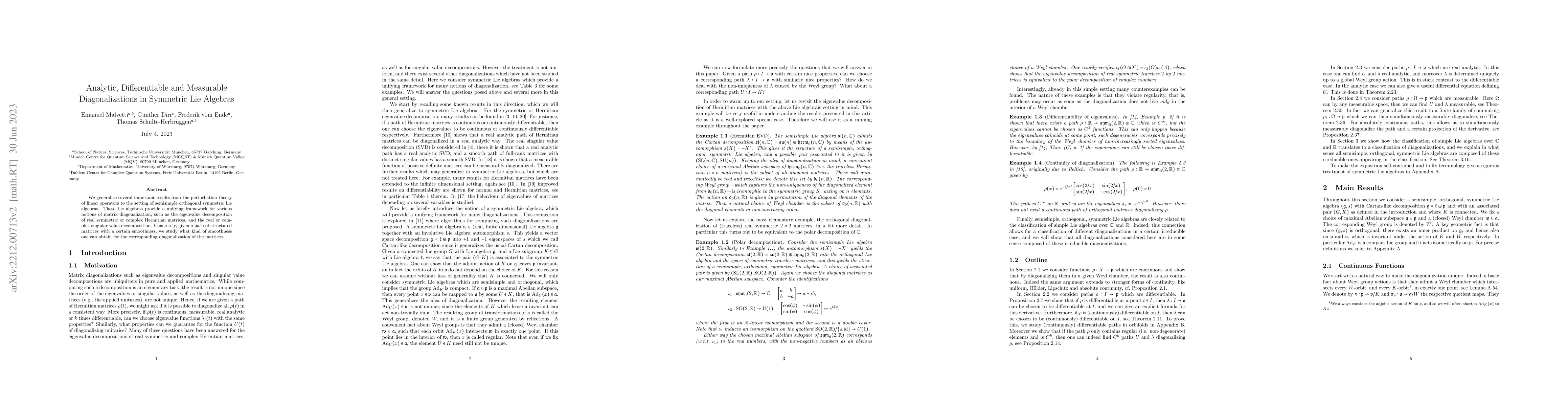 Thumbnail for Analytic, Differentiable and Measurable Diagonalizations in Symmetric
  Lie Algebras