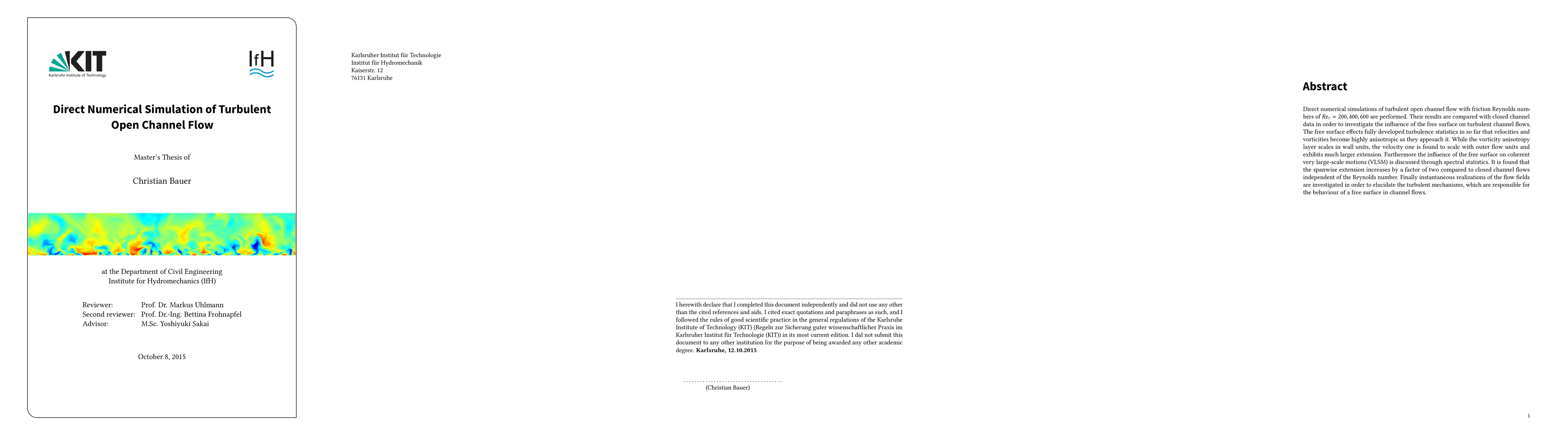 Thumbnail for Direct Numerical Simulation of Turbulent Open Channel Flow