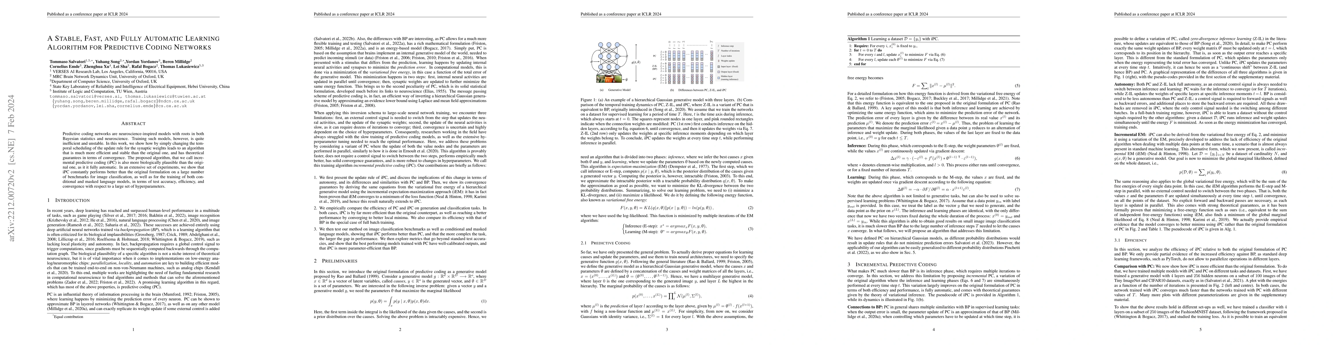 Thumbnail for A Stable, Fast, and Fully Automatic Learning Algorithm for Predictive
  Coding Networks