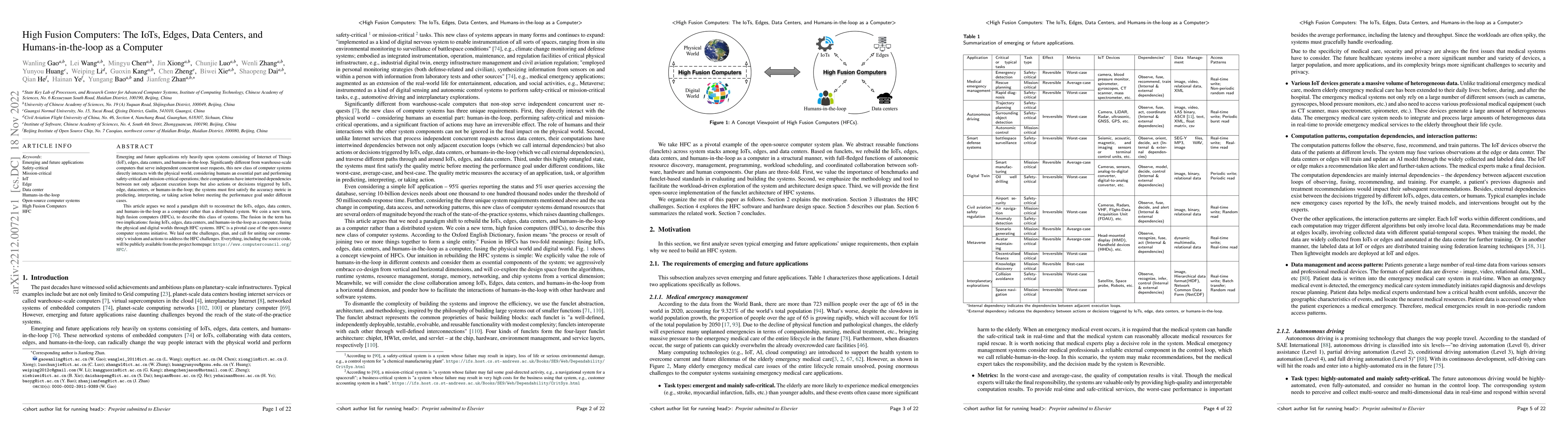 Thumbnail for High fusion computers: The IoTs, edges, data centers, and
  humans-in-the-loop as a computer