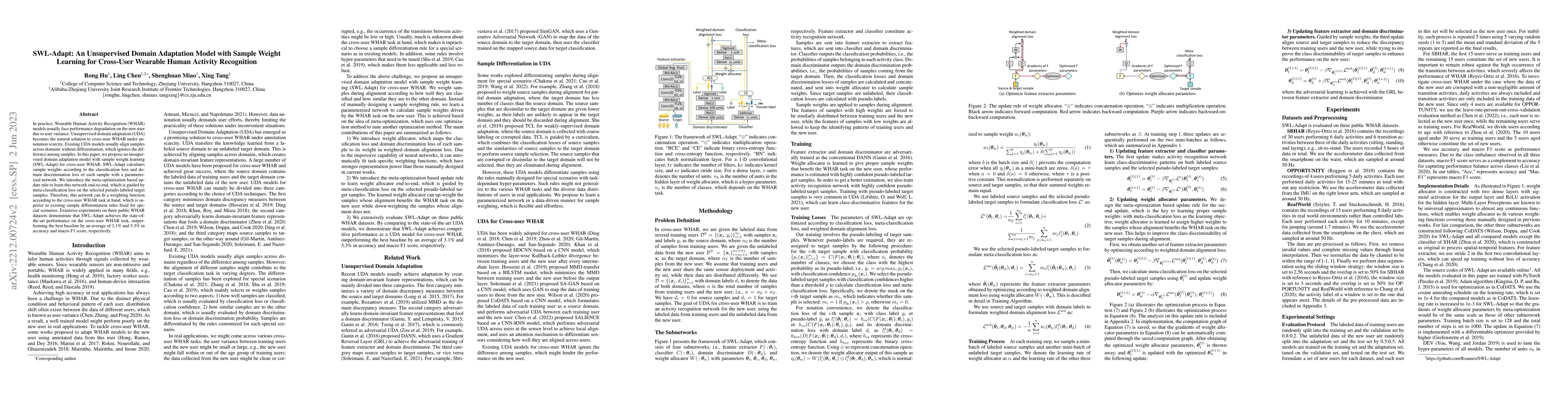 Thumbnail for SWL-Adapt: An Unsupervised Domain Adaptation Model with Sample Weight
  Learning for Cross-User Wearable Human Activity Recognition