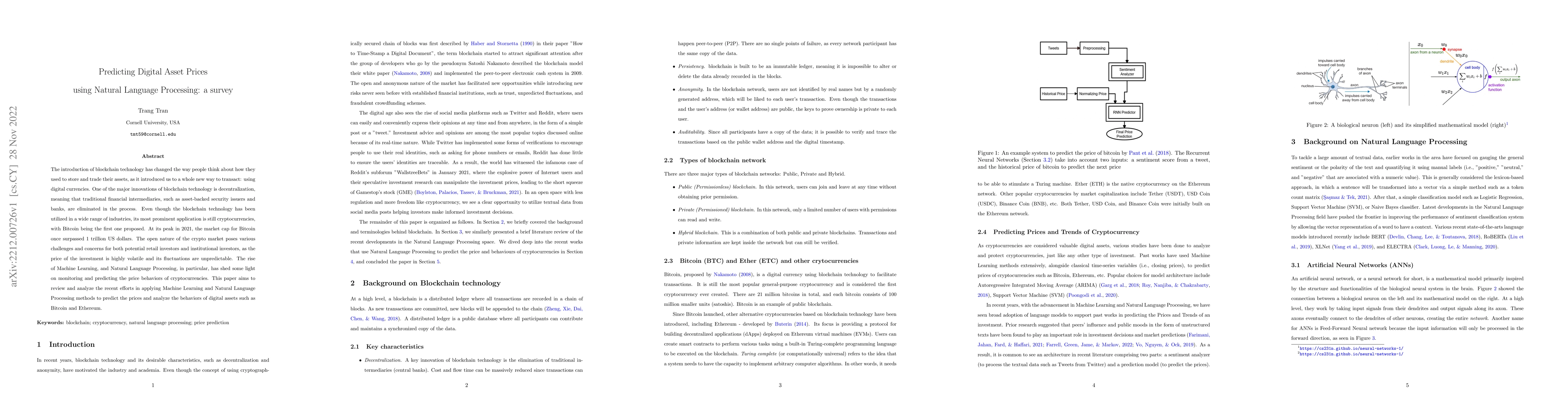 Thumbnail for Predicting Digital Asset Prices using Natural Language Processing: a
  survey