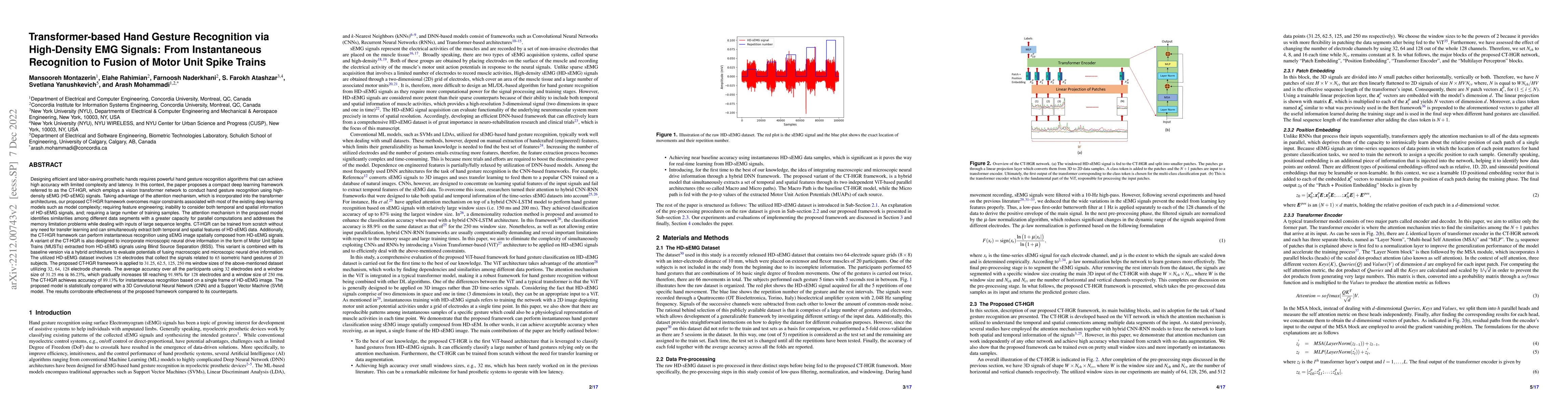 Thumbnail for Transformer-based Hand Gesture Recognition via High-Density EMG Signals:
  From Instantaneous Recognition to Fusion of Motor Unit Spike Trains
