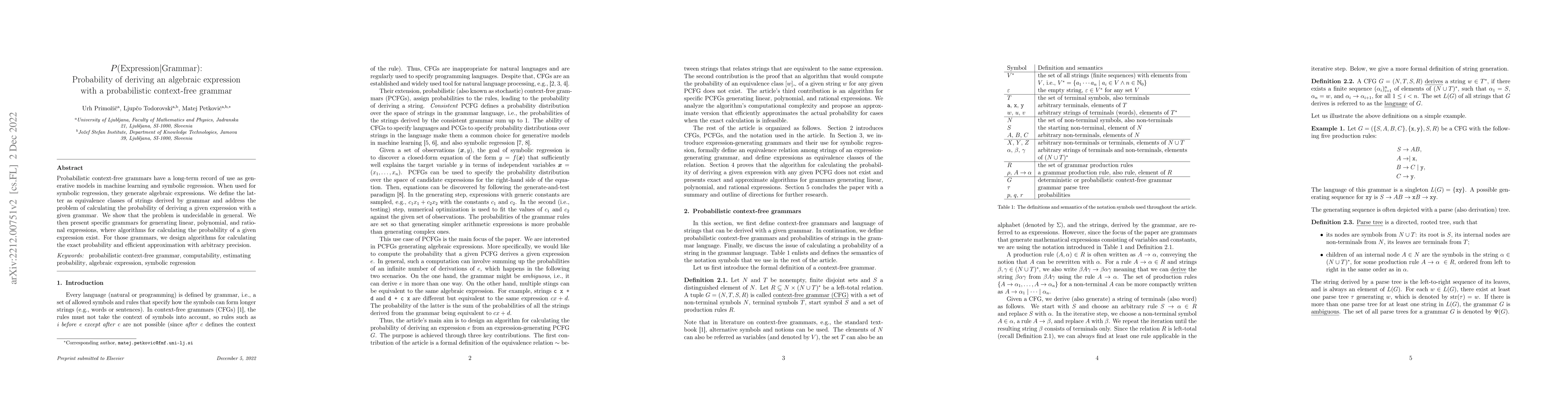 Thumbnail for P(Expression|Grammar): Probability of deriving an algebraic expression
  with a probabilistic context-free grammar
