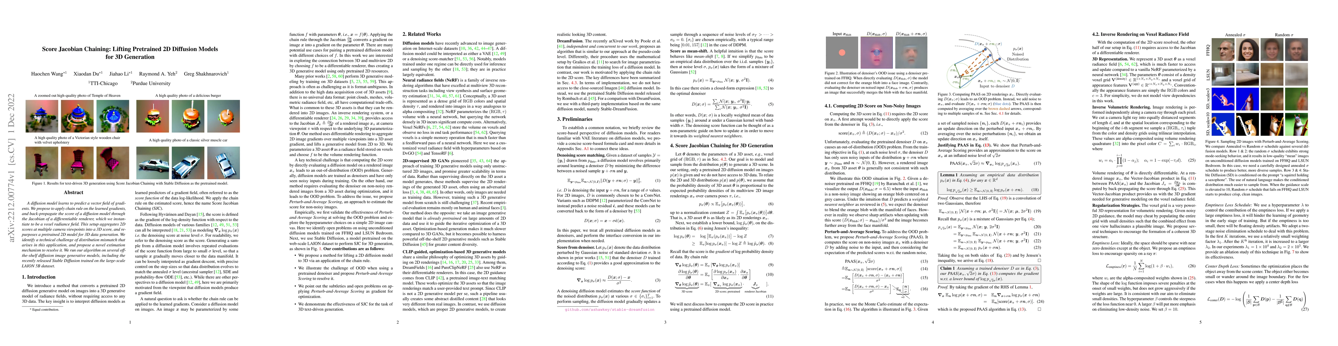 Thumbnail for Score Jacobian Chaining: Lifting Pretrained 2D Diffusion Models for 3D
  Generation