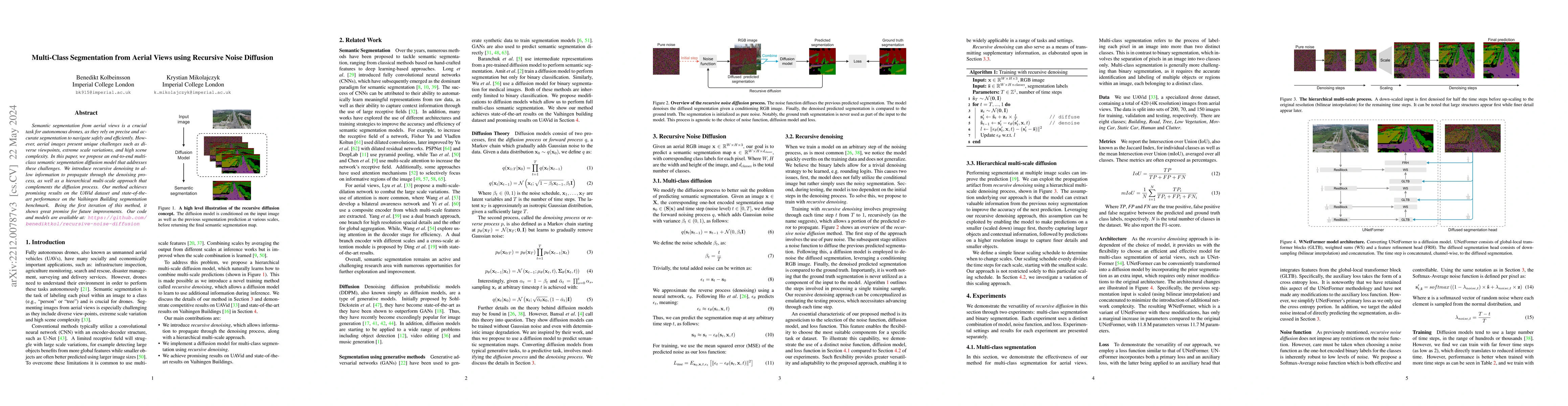 Thumbnail for Multi-Class Segmentation from Aerial Views using Recursive Noise
  Diffusion