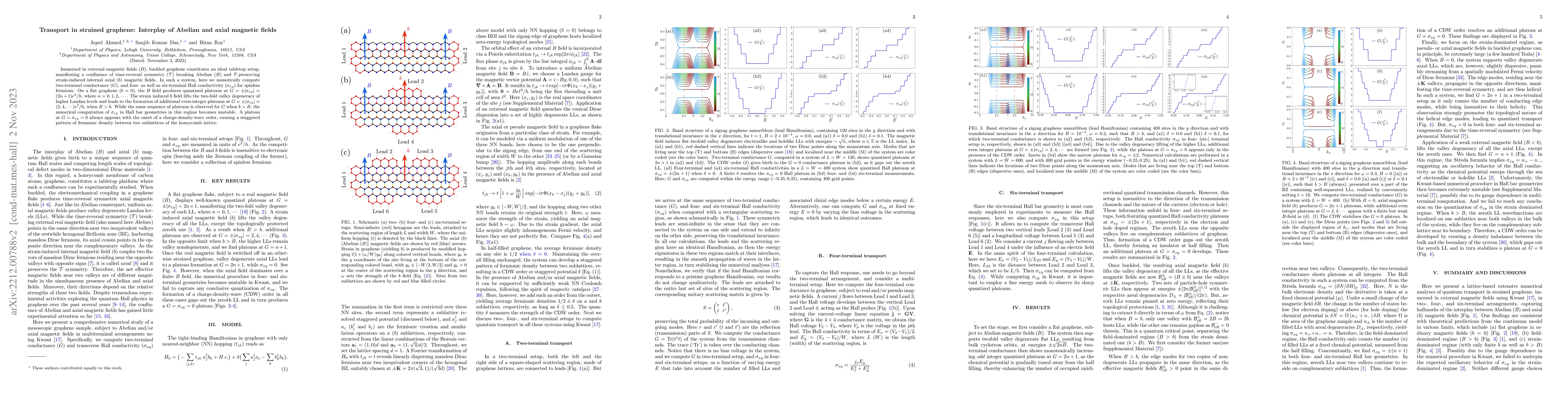 Thumbnail for Transport in strained graphene: Interplay of Abelian and axial magnetic
  fields