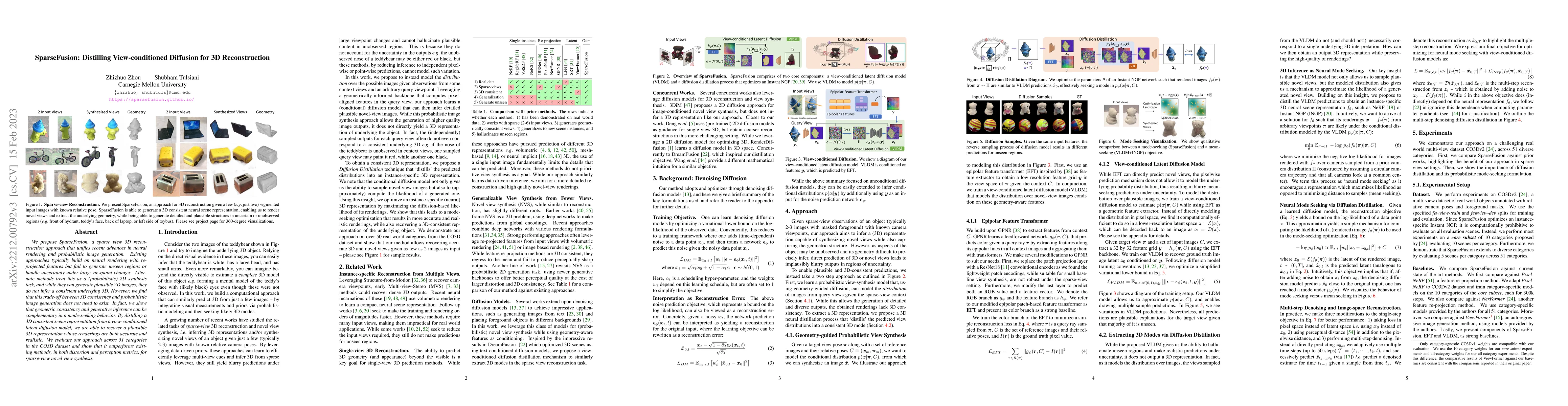 Thumbnail for SparseFusion: Distilling View-conditioned Diffusion for 3D
  Reconstruction