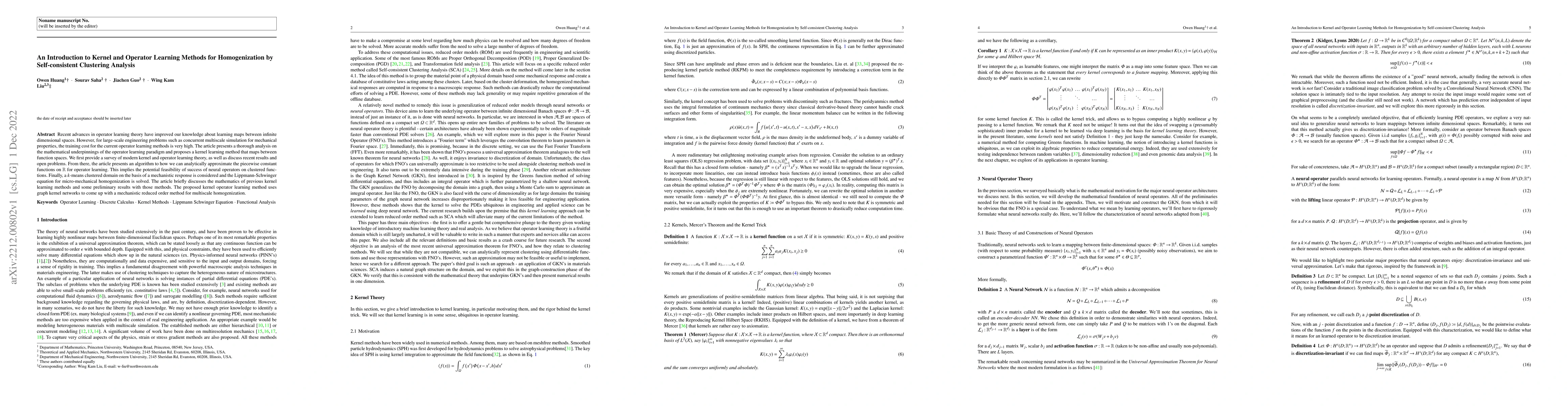 Thumbnail for An Introduction to Kernel and Operator Learning Methods for
  Homogenization by Self-consistent Clustering Analysis