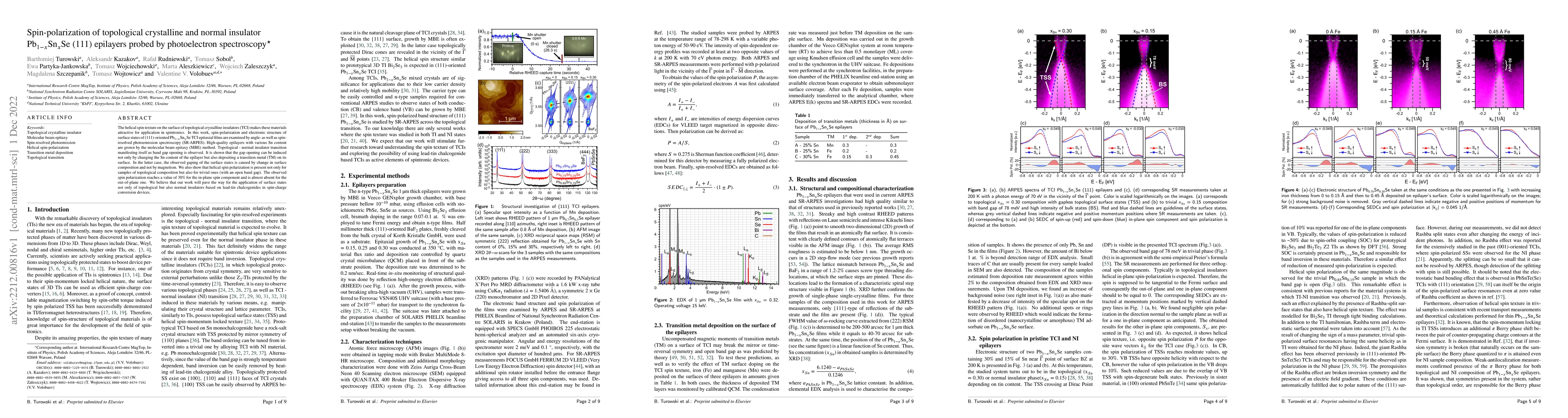 Thumbnail for Spin-polarization of topological crystalline and normal insulator
  Pb$_{1-x}$Sn$_x$Se (111) epilayers probed by photoelectron spectroscopy