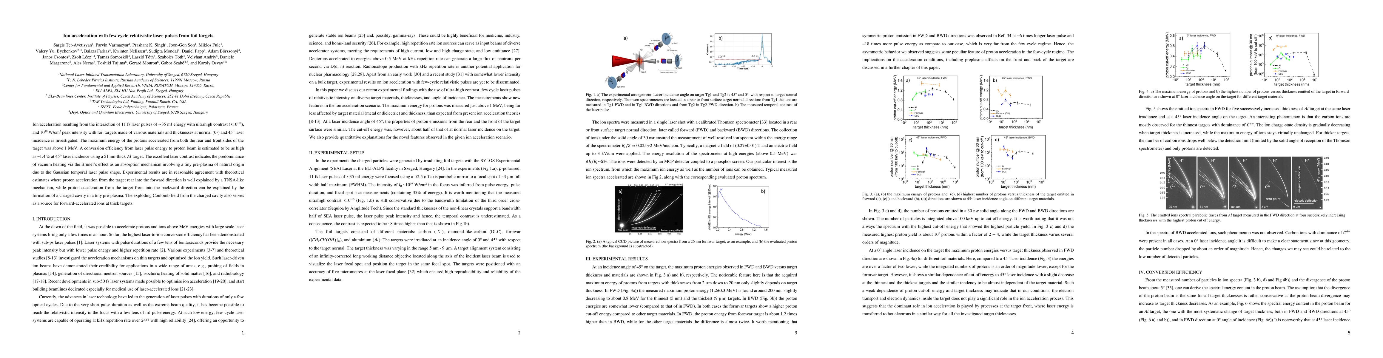 Thumbnail for Ion acceleration with few cycle relativistic laser pulses from foil
  targets