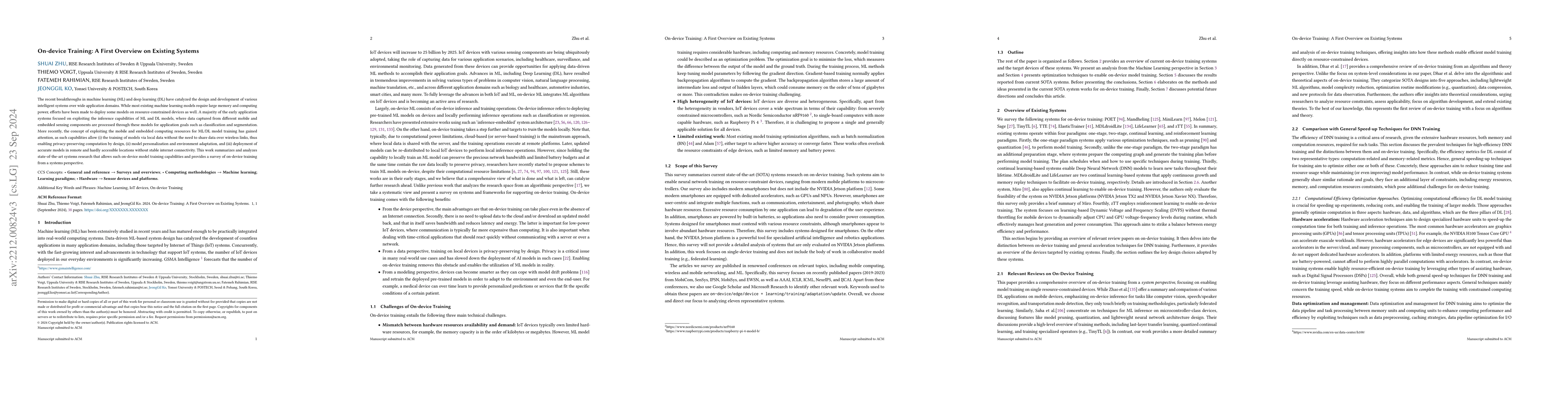 Thumbnail for On-device Training: A First Overview on Existing Systems