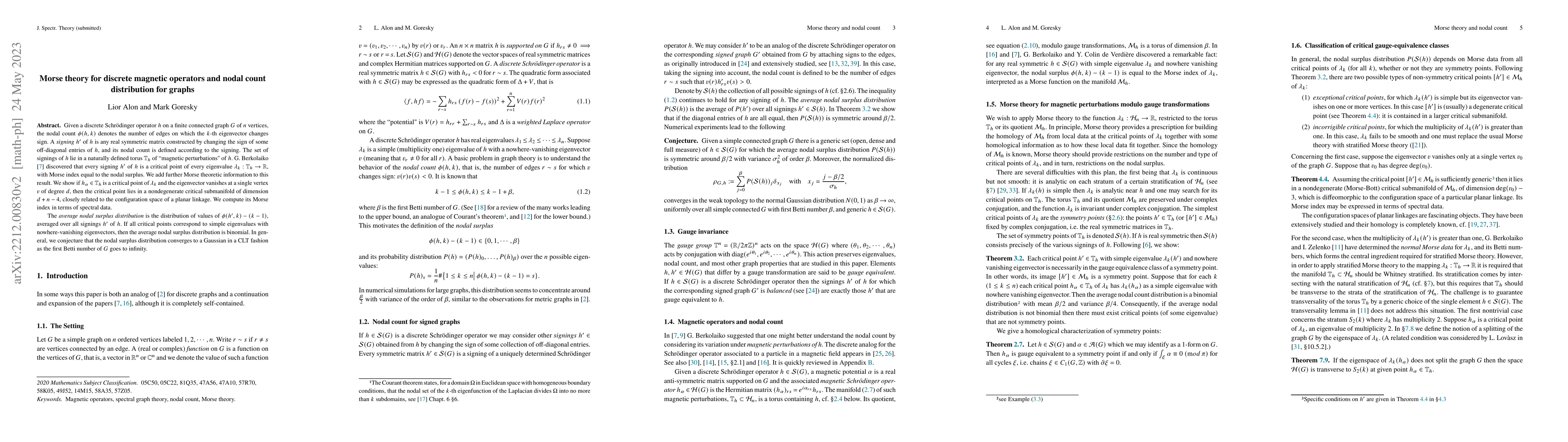 Thumbnail for Morse theory for discrete magnetic operators and nodal count
  distribution for graphs