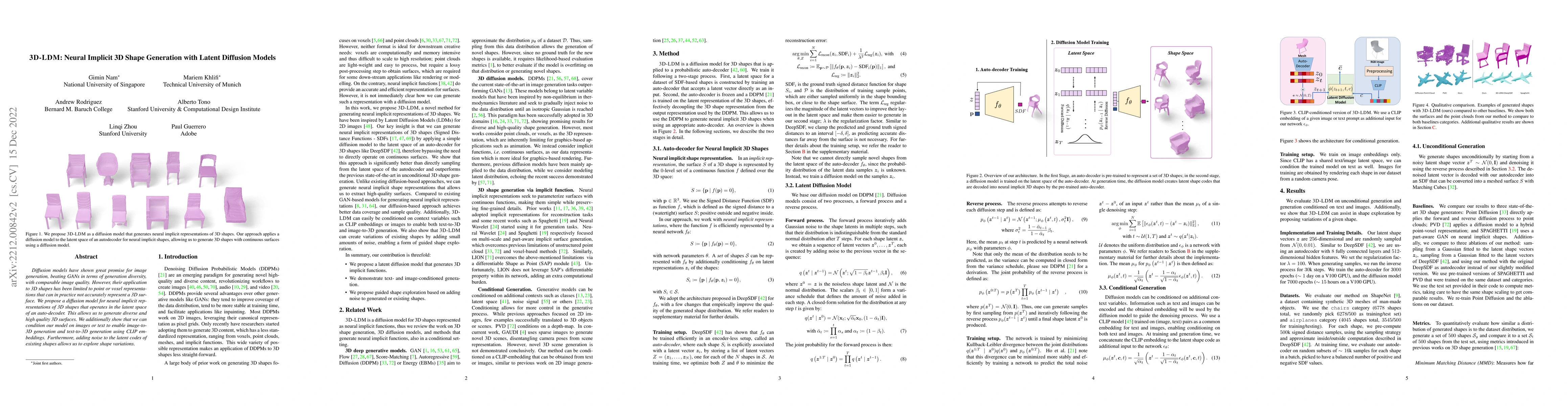 Thumbnail for 3D-LDM: Neural Implicit 3D Shape Generation with Latent Diffusion Models