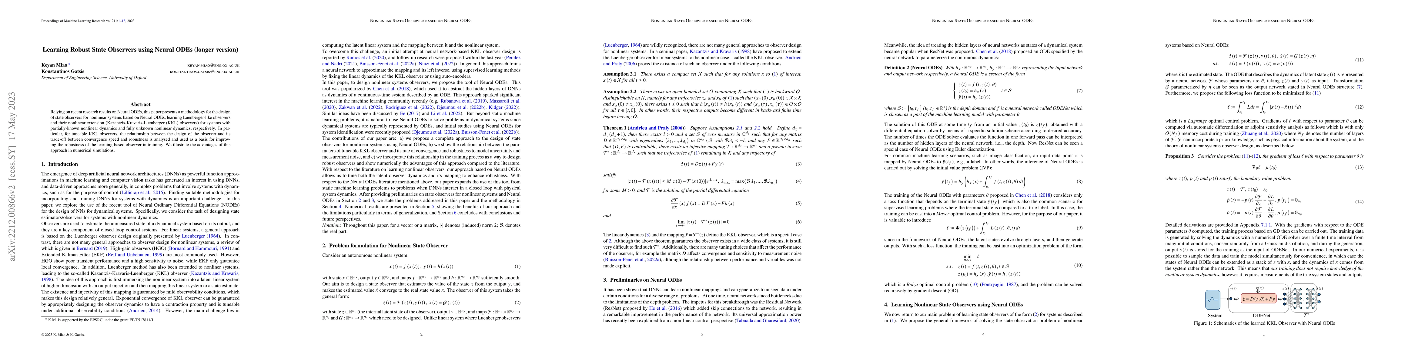 Thumbnail for Learning Robust State Observers using Neural ODEs (longer version)