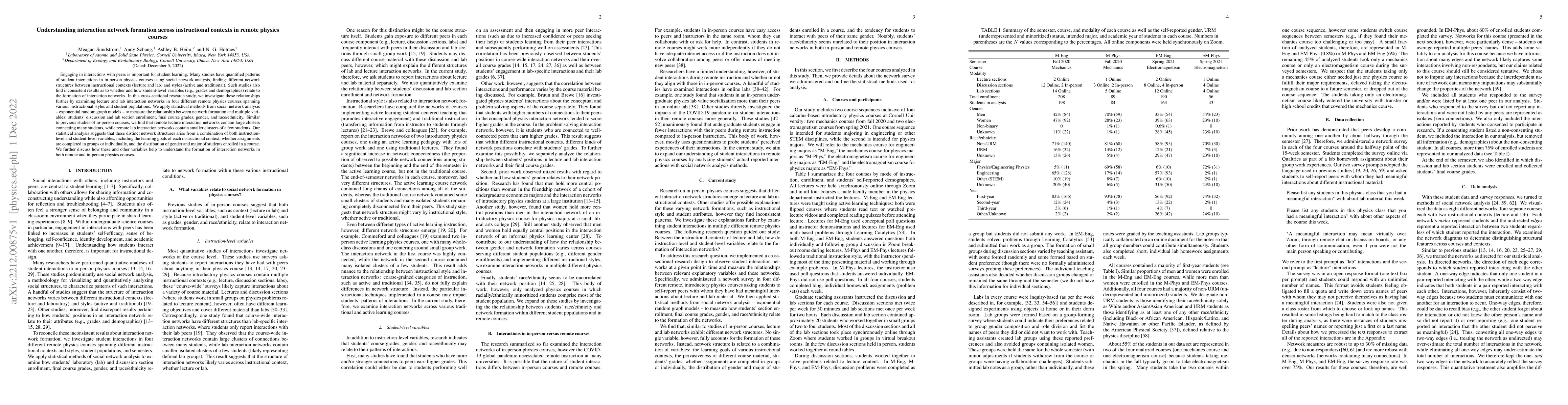 Thumbnail for Understanding interaction network formation across instructional
  contexts in remote physics courses