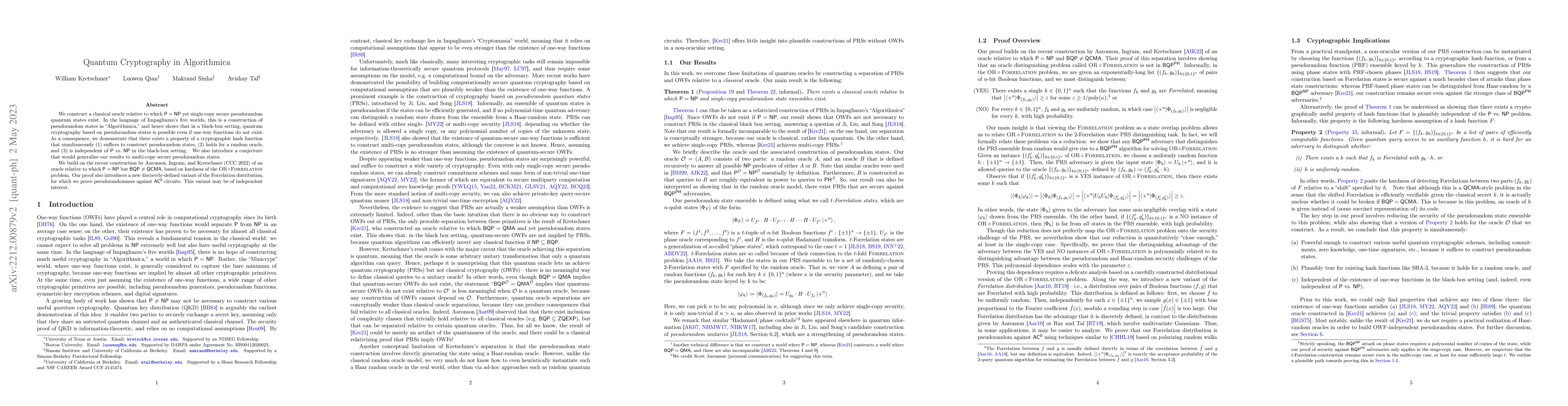 Thumbnail for Quantum Cryptography in Algorithmica