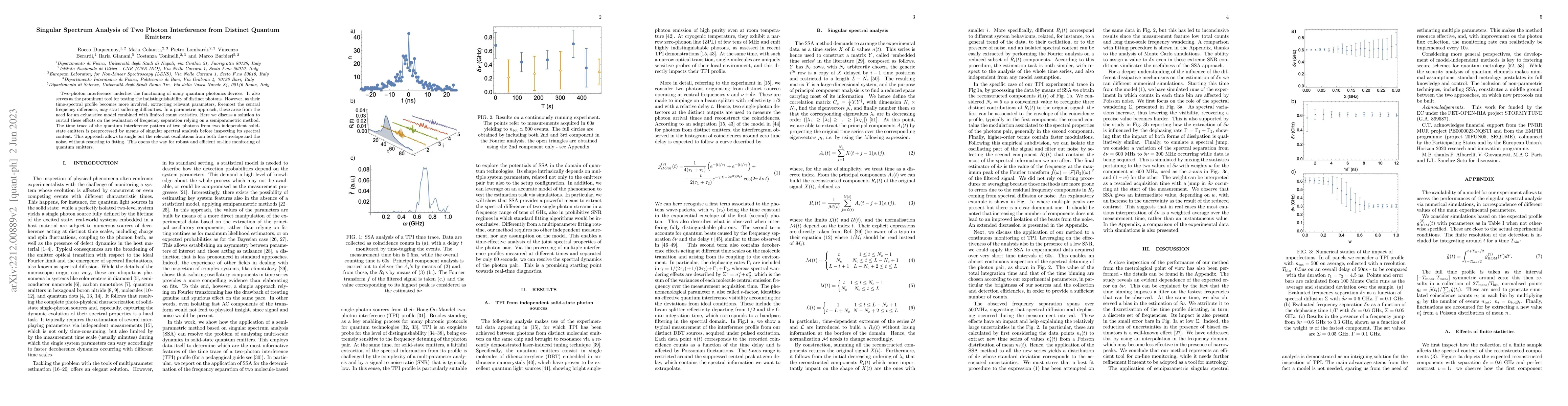 Thumbnail for Singular Spectrum Analysis of Two Photon Interference from Distinct
  Quantum Emitters