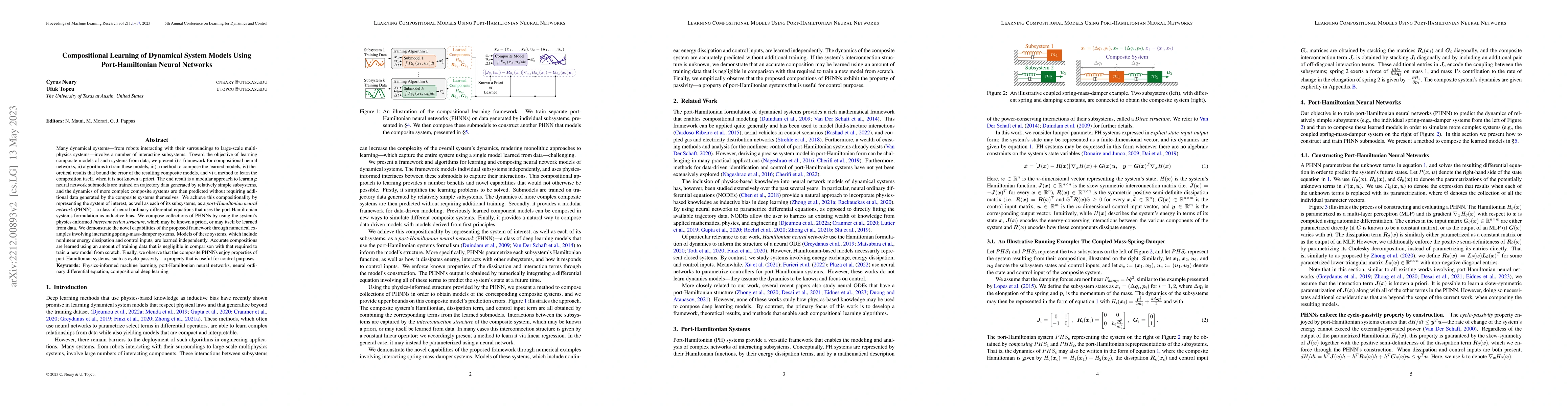 Thumbnail for Compositional Learning of Dynamical System Models Using Port-Hamiltonian
  Neural Networks
