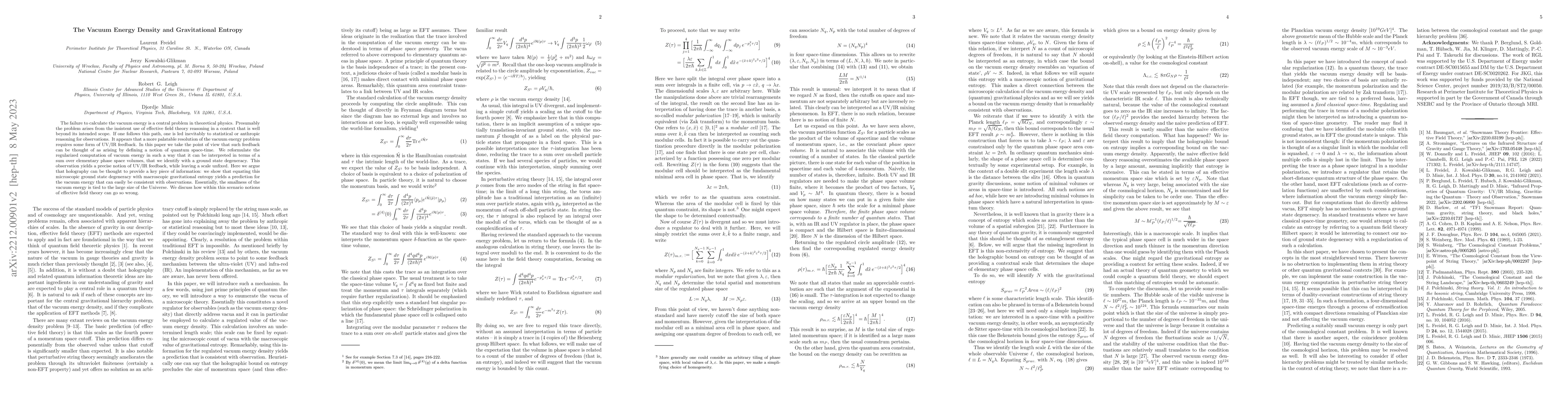 Thumbnail for The Vacuum Energy Density and Gravitational Entropy