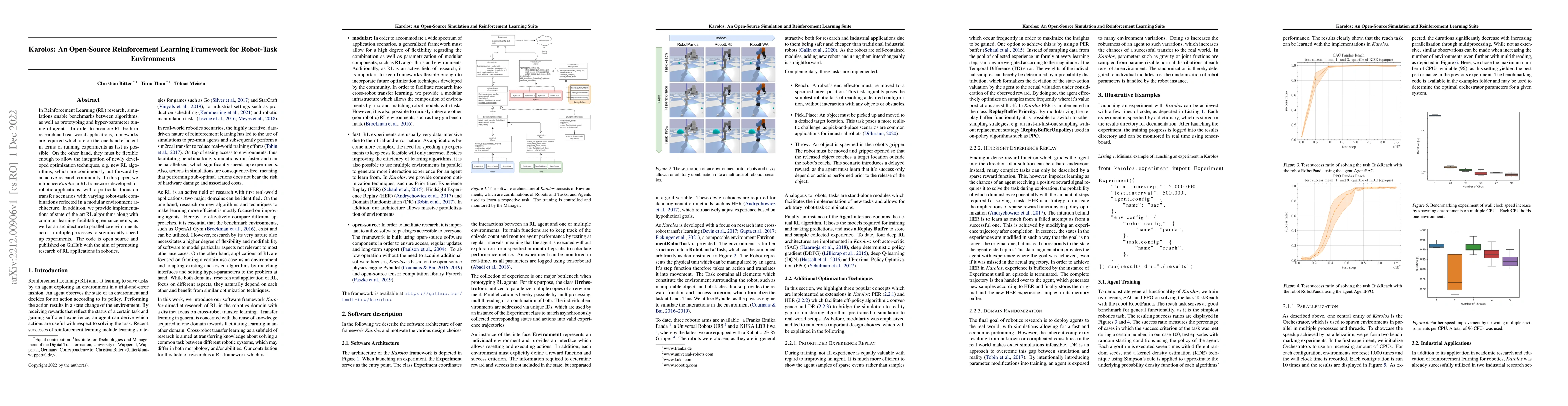 Thumbnail for Karolos: An Open-Source Reinforcement Learning Framework for Robot-Task
  Environments