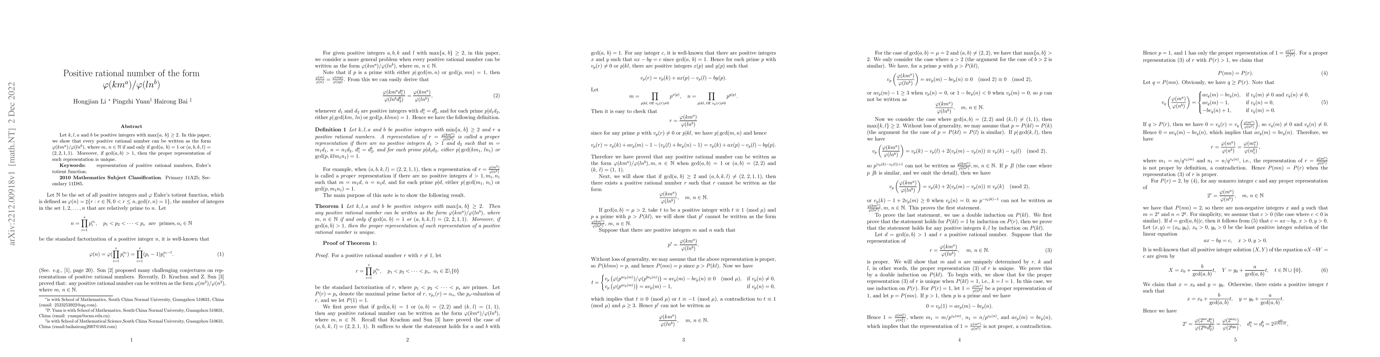 Thumbnail for Positive rational number of the form $\varphi(km^{a})/\varphi(ln^{b})$