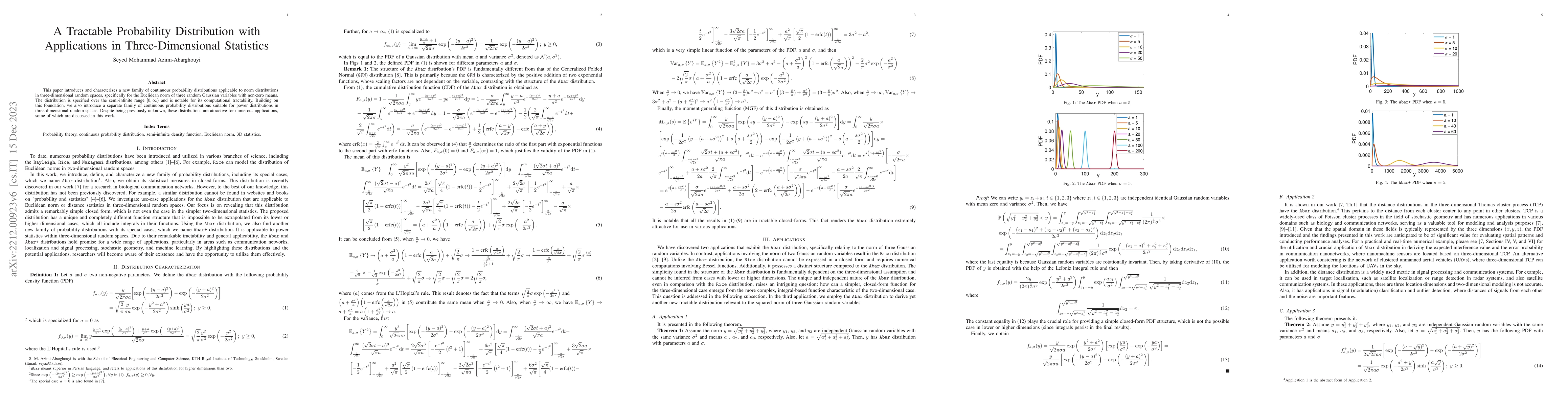 Thumbnail for A Tractable Probability Distribution with Applications in
  Three-Dimensional Statistics