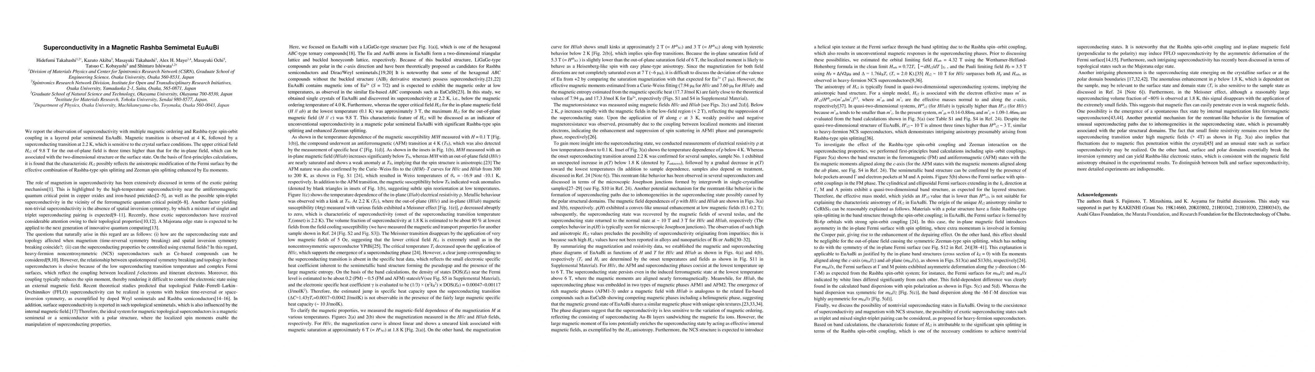 Thumbnail for Superconductivity in a Magnetic Rashba Semimetal EuAuBi