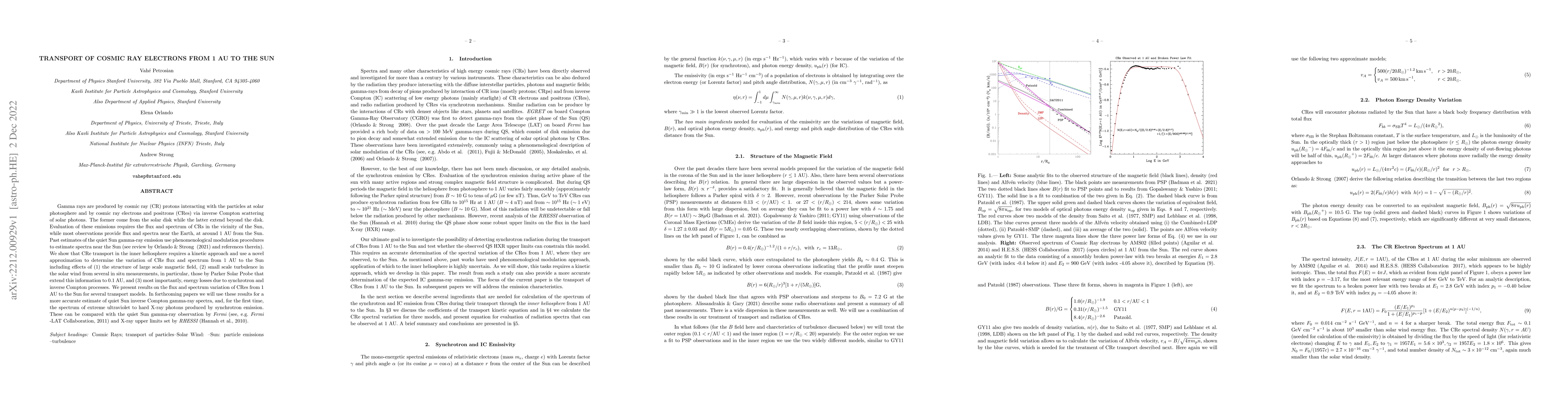 Thumbnail for Transport of Cosmic ray electrons from 1 AU to the Sun