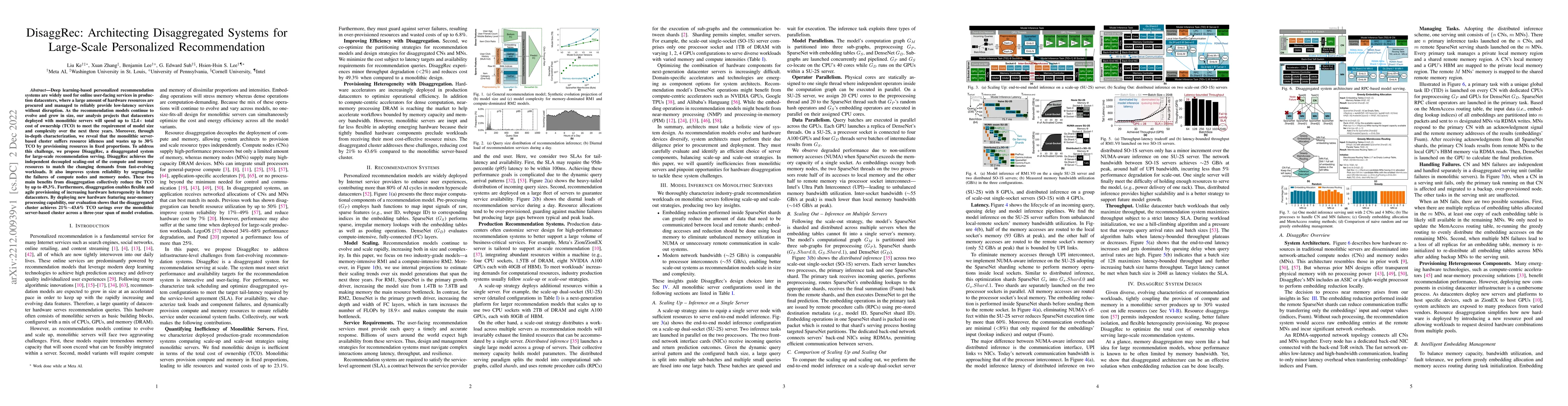Thumbnail for DisaggRec: Architecting Disaggregated Systems for Large-Scale
  Personalized Recommendation