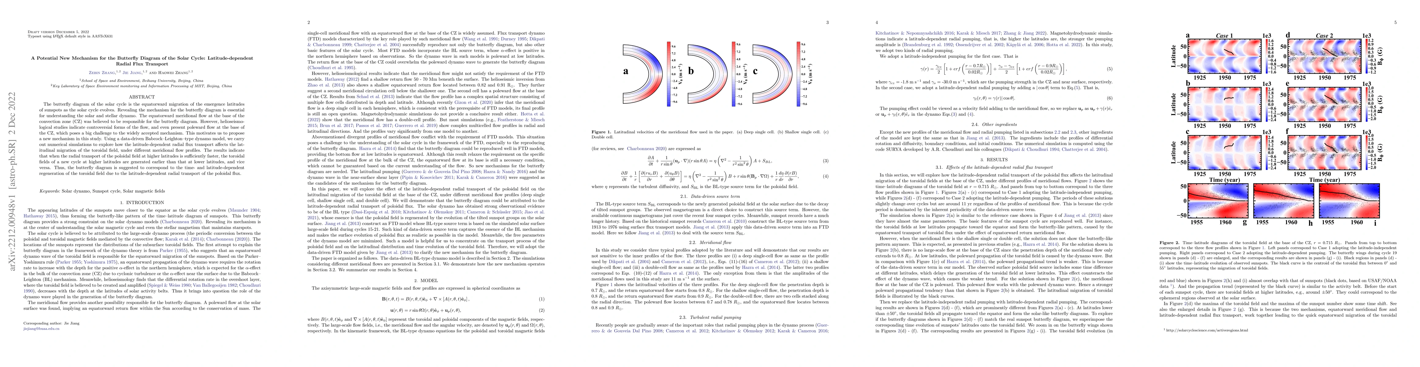 Thumbnail for A Potential New Mechanism for the Butterfly Diagram of the Solar Cycle:
  Latitude-dependent Radial Flux Transport