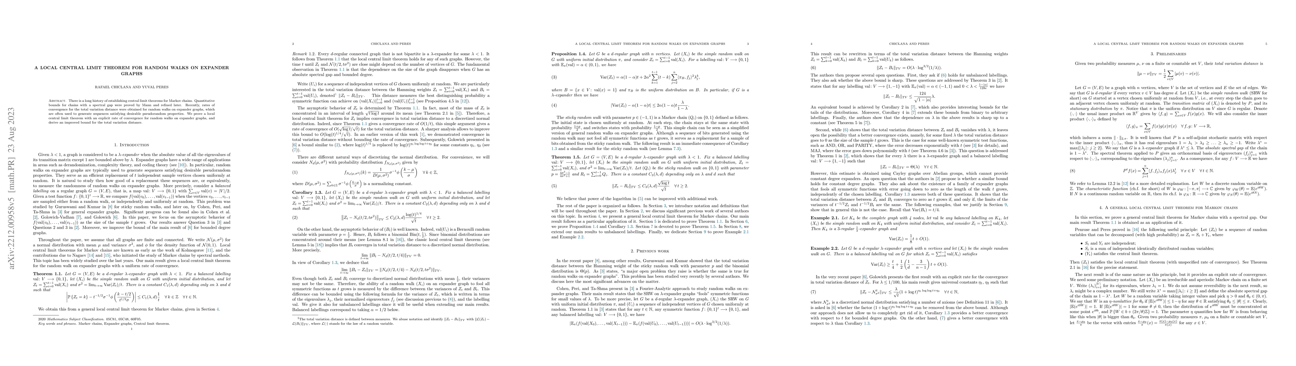 Thumbnail for A local central limit theorem for random walks on expander graphs