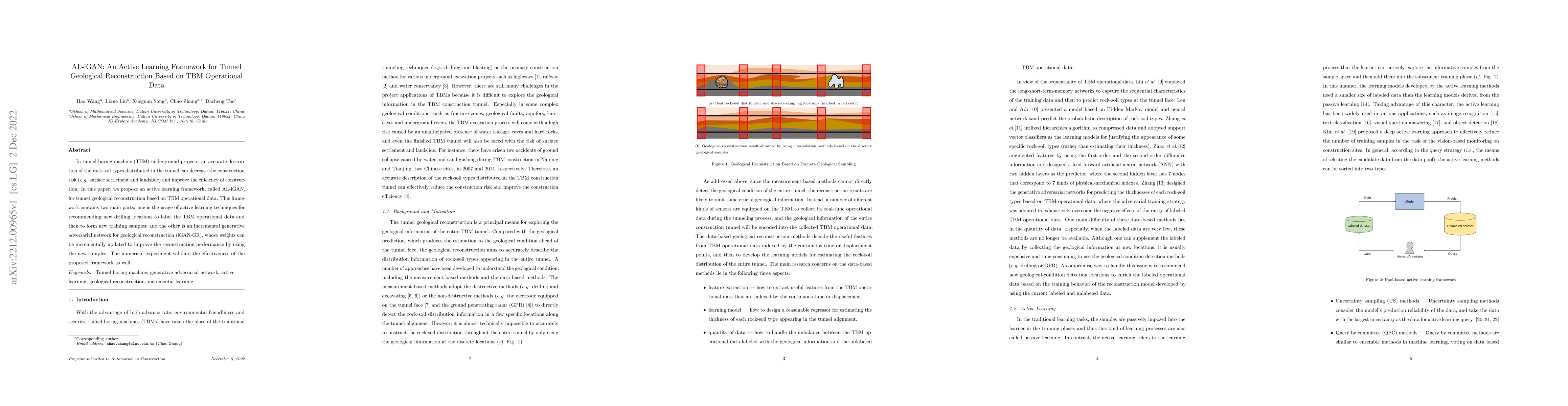 Thumbnail for AL-iGAN: An Active Learning Framework for Tunnel Geological
  Reconstruction Based on TBM Operational Data