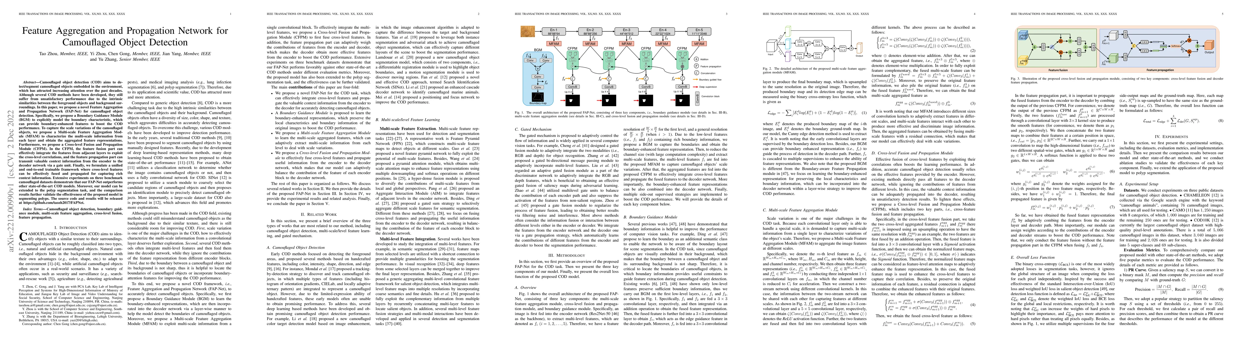 Thumbnail for Feature Aggregation and Propagation Network for Camouflaged Object
  Detection