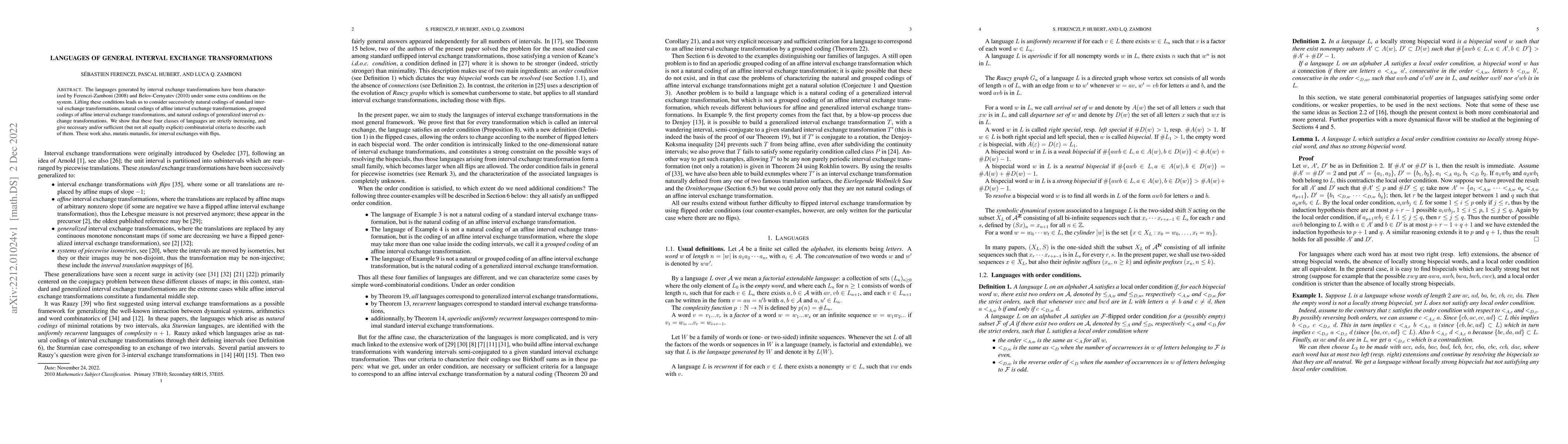 Thumbnail for Languages of general interval exchange transformations
