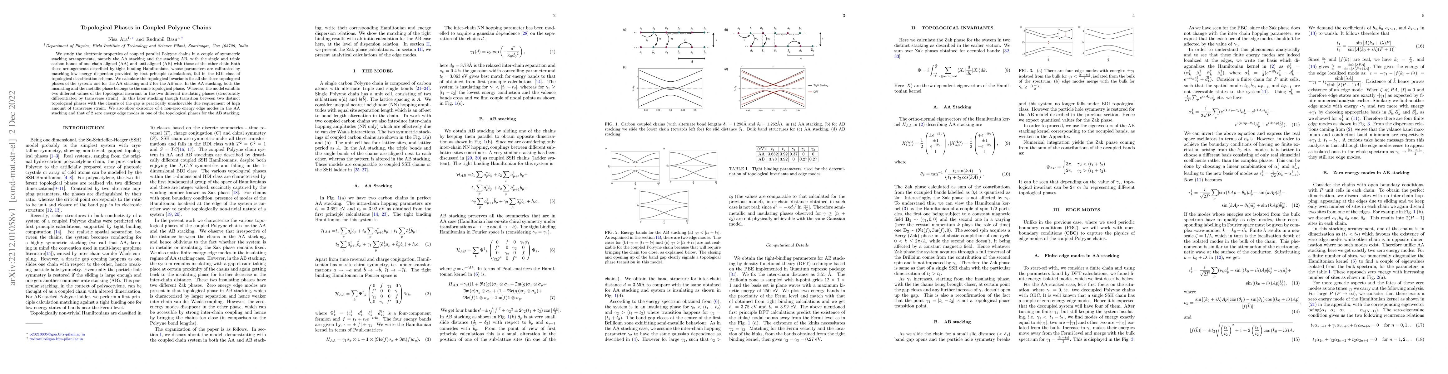 Thumbnail for Topological Phases in Coupled Polyyne Chains