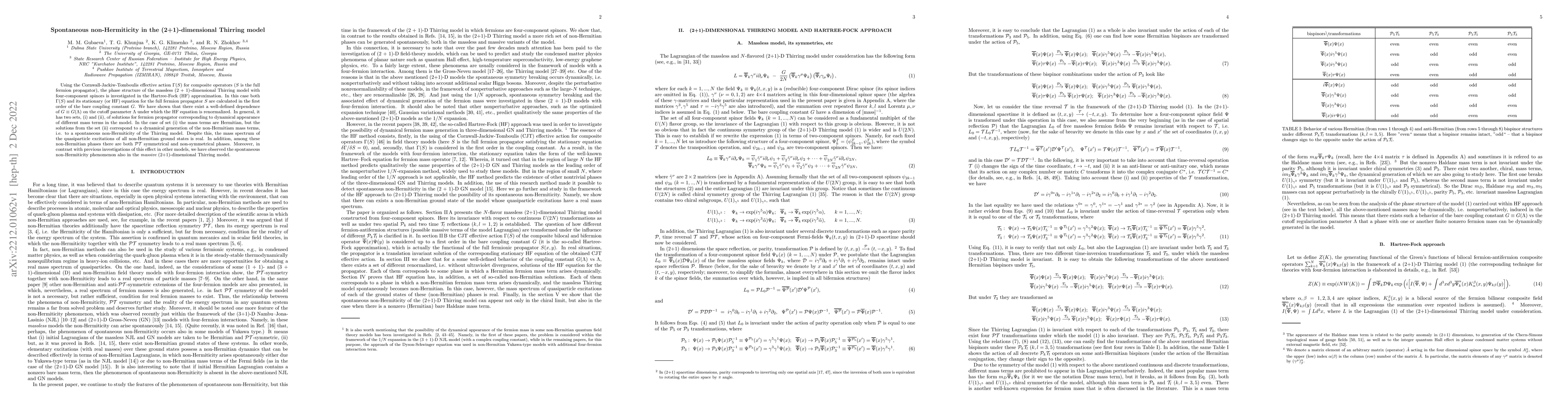 Thumbnail for Spontaneous non-Hermiticity in the (2+1)-dimensional Thirring model