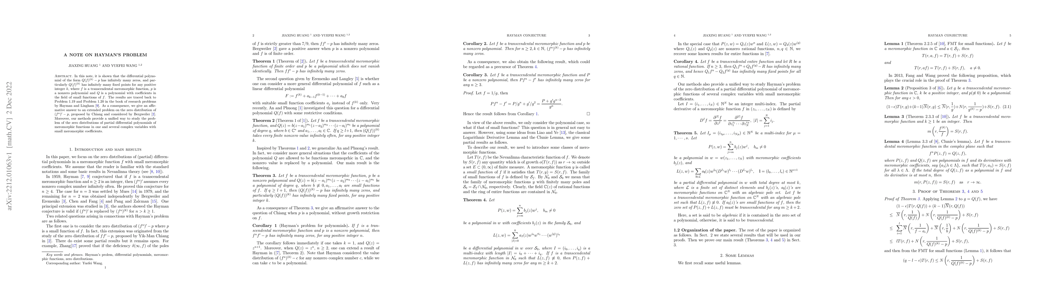 Thumbnail for A note on Hayman's problem