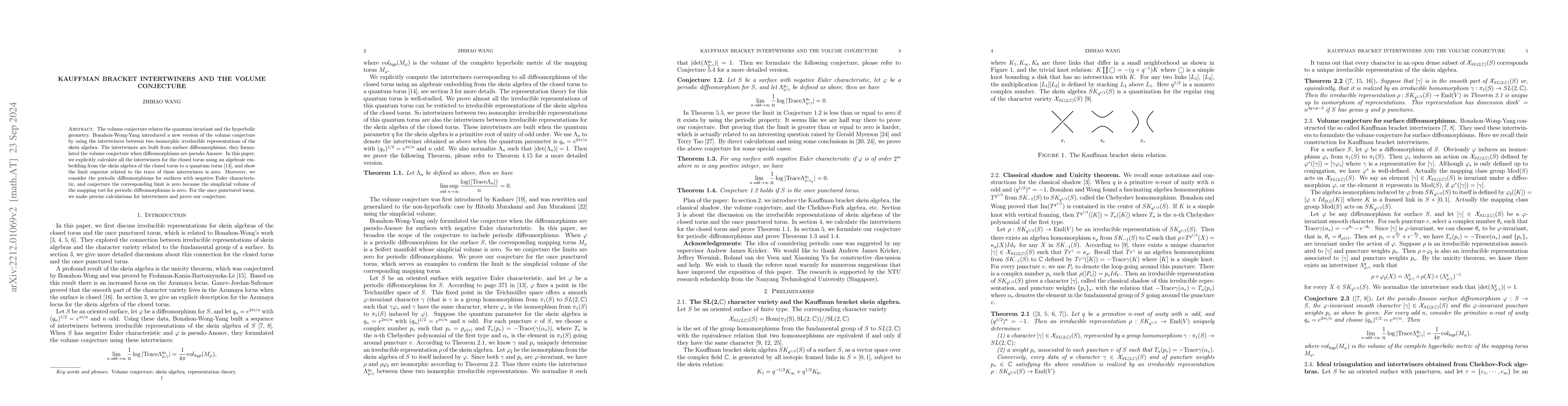 Thumbnail for Kauffman bracket intertwiners and the volume conjecture