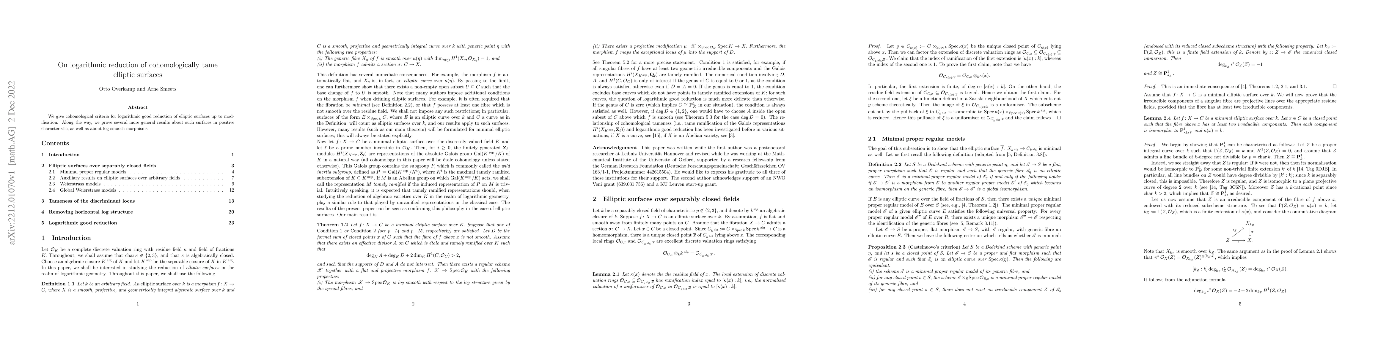 Thumbnail for On logarithmic reduction of cohomologically tame elliptic surface
