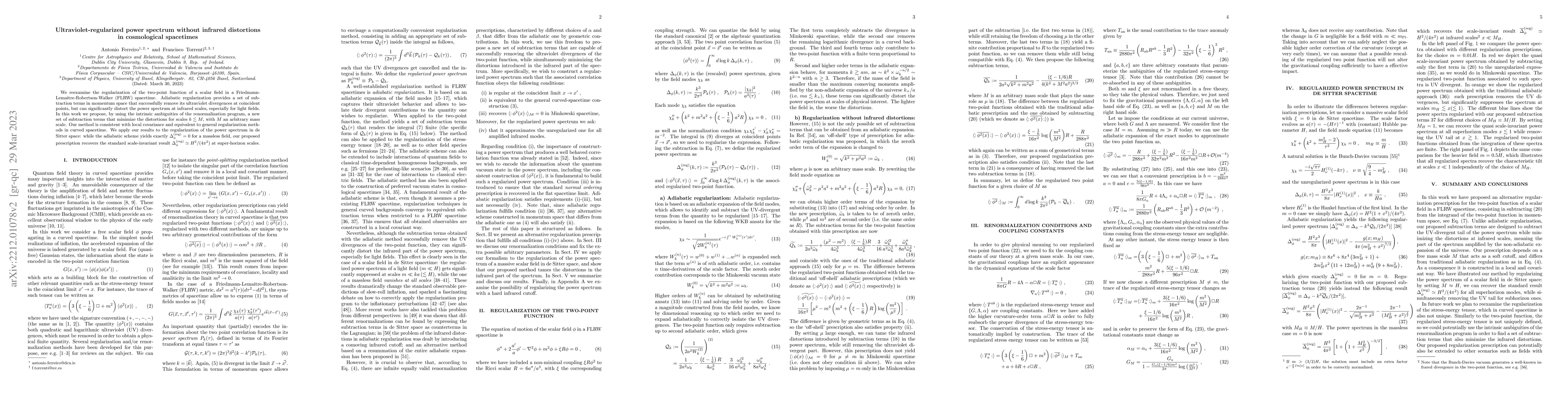 Thumbnail for Ultraviolet-regularized power spectrum without infrared distortions in
  cosmological spacetimes