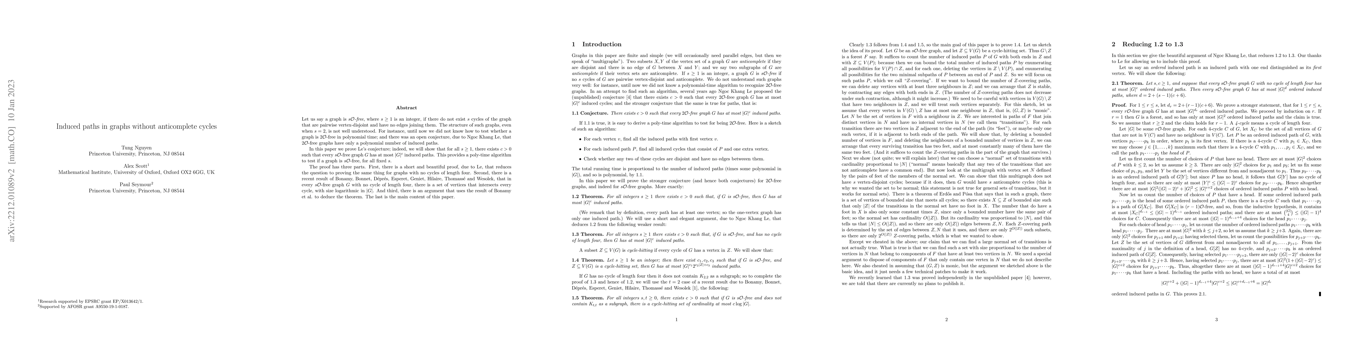 Thumbnail for Induced paths in graphs without anticomplete cycles