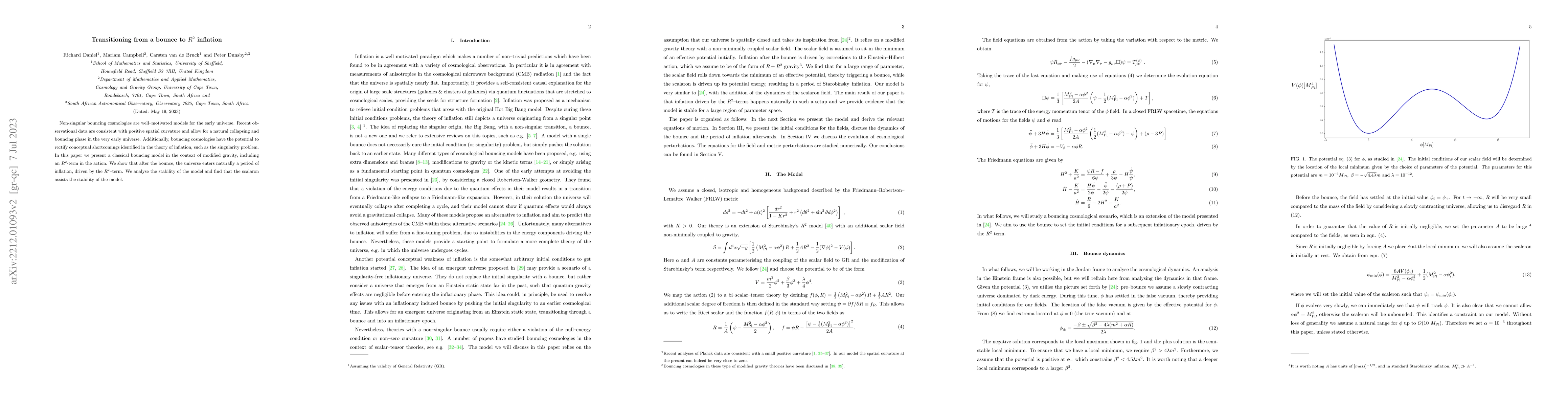 Thumbnail for Transitioning from a bounce to $R^2$ inflation
