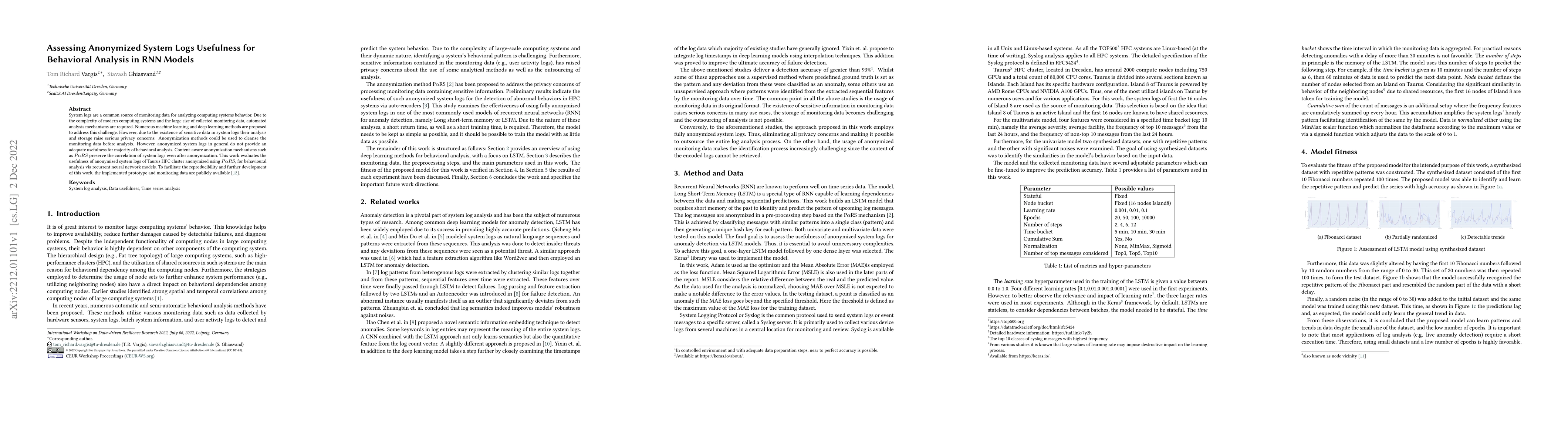 Thumbnail for Assessing Anonymized System Logs Usefulness for Behavioral Analysis in
  RNN Models